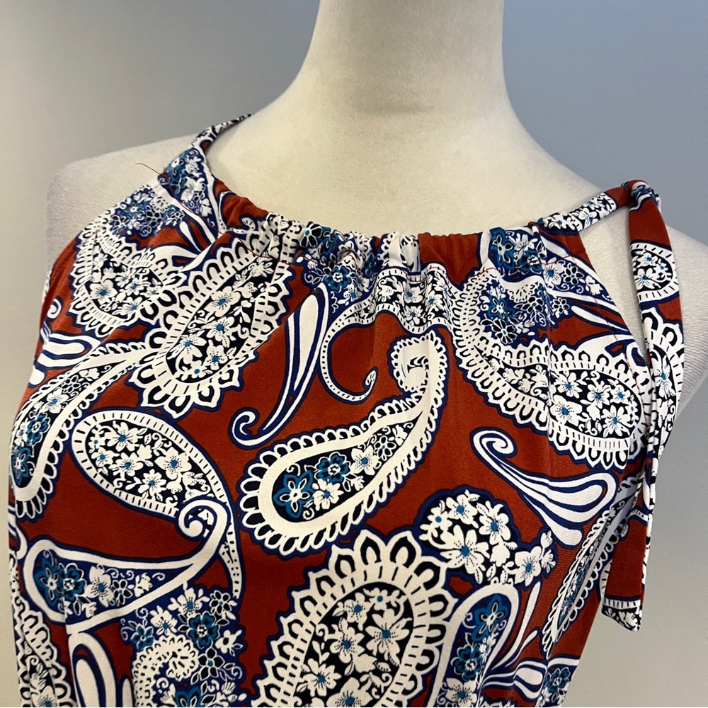 Banana Republic‎ Paisley Print Halter mini Dress size medium - Picture 2 of 12